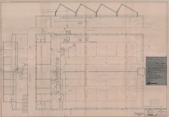 Plan de la chaîne d’abattage du gros bétail installée en 1970, Archives de Prilly. Plan de la chaîne d’abattage du gros bétail installée en 1970, Archives de Prilly.