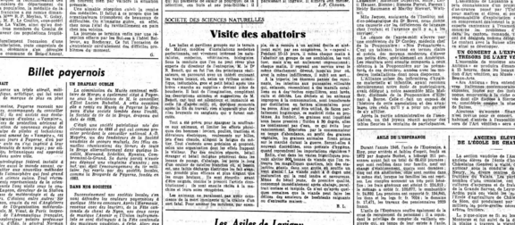 Un des aspects qui caractérise l’abattoir public est la transparence des activités qui y sont menées “ Visite des abattoirs”, Gazette de Lausanne du 21 juin 1947, p. 8, Archives du Temps en ligne.